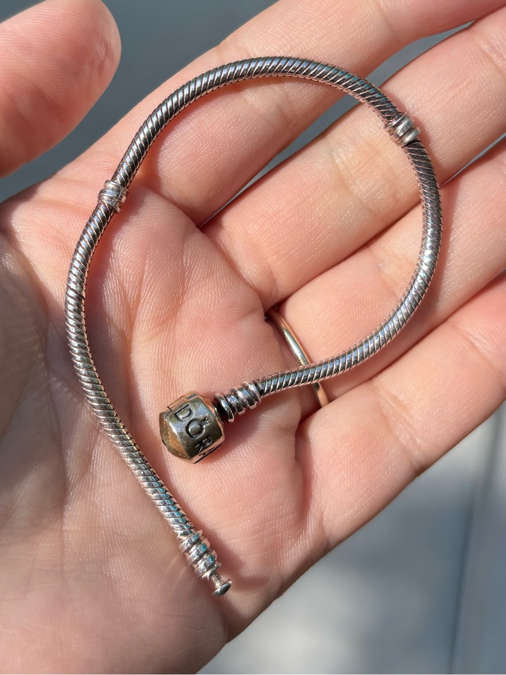 Pandora Sterling Silver Snake Chain Charm Bracelet 7.5inch EUC - Picture 7 of 8